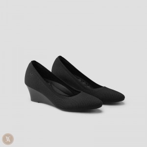 Dámské Podpatky VIVAIA Almond-Toe Klín Tamia Klínku Pro Černé | WII-0569