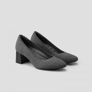 Dámské Podpatky VIVAIA Almond Toe Tamia Block Heel Šedé | LOX-0355