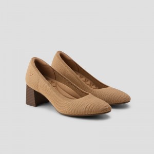Dámské Podpatky VIVAIA Almond Toe Tamia Block Heel Nutmeg | KIX-4327