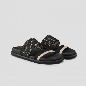 Dámské Sandály VIVAIA Double Straps Slide Naina Černé | JRS-8546
