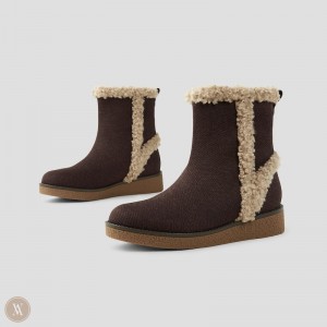 Dámské Botičky VIVAIA Faux Fur Ankle Courtney Tmavě Čokolády | FKI-2919