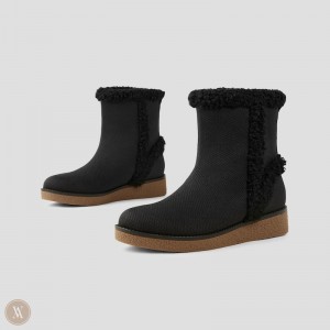 Dámské Botičky VIVAIA Faux Fur Ankle Courtney Černé | PFH-8644