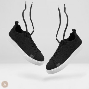 Dámské Tenisky VIVAIA Lace-Up Wool Kama Černé | JRK-3697