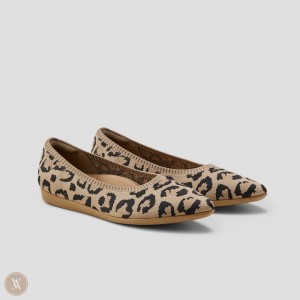 Dámské Ploché Boty VIVAIA Lightweight Pointed-Ballet Aria CloudWalker Tmavě Leopard | VHF-2096