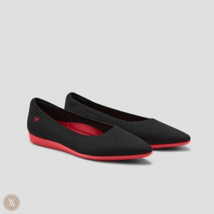 Dámské Ploché Boty VIVAIA Lightweight Pointed-Ballet Aria CloudWalker Černé Červené | EWT-5830
