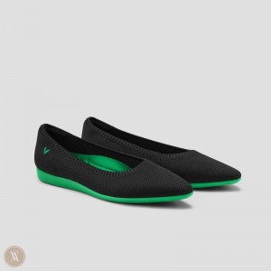 Dámské Ploché Boty VIVAIA Lightweight Pointed-Ballet Aria CloudWalker Černé Zelene | TWK-9484