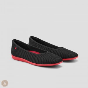 Dámské Ploché Boty VIVAIA Lightweight Square-Toe V-Cut Margot CloudWalker Černé Červené | YNN-3471