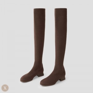 Dámské Boty VIVAIA Over-Knee Water Repellent Wool Madeline Tmavě Čokolády | SHY-3787