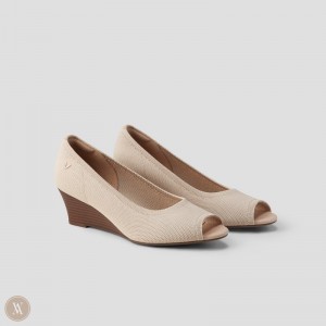 Dámské Podpatky VIVAIA Peep Toe Klín Tamia Peerp Špicí Almond | EET-3714