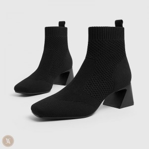 Dámské Boty Na Podpatku VIVAIA Perforated Melissa Černé | BQG-3939