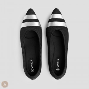 Dámské Baleríny VIVAIA Pointed-Toe Aria 5° Černé Proužek | BEP-6514