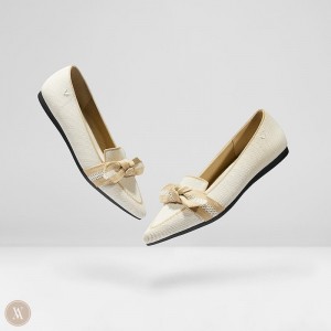 Dámské Mokasíny VIVAIA Pointed-Toe Bow Michelle Krém Bílé | DPU-1834