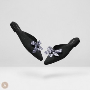 Dámské Muly VIVAIA Pointed-Toe Bow Molly Černé | TXN-2125
