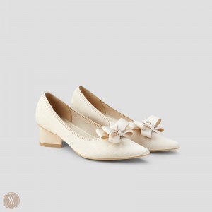 Dámské Podpatky VIVAIA Pointed-Toe Chunky Tracy Krém Bílé | RYW-5057