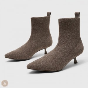 Dámské Boty Na Podpatku VIVAIA Pointed-Toe Naomi Káva Šedé | LMP-3633