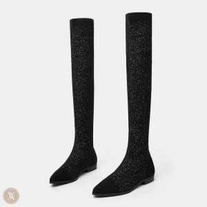 Dámské Boty VIVAIA Pointed-Toe Over-the-Knee Michaelia Černé | HHR-9881