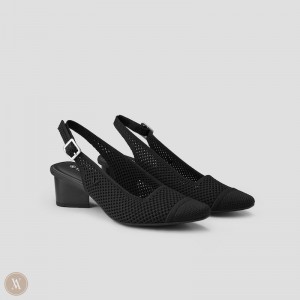 Dámské Sandály VIVAIA Pointed-Toe Slingback Leah 2.0 Černé | OSM-6626