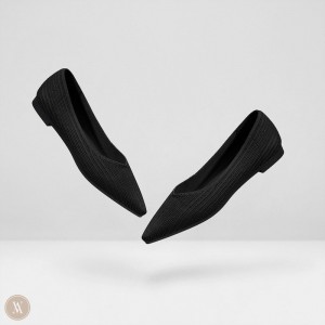 Dámské Ploché Boty VIVAIA Pointed-Toe Stripe Macy Černé | EMJ-8453