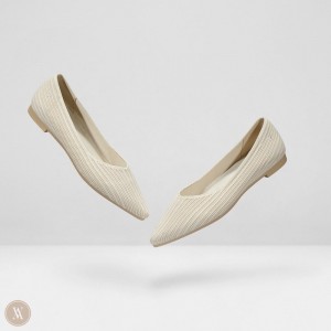 Dámské Ploché Boty VIVAIA Pointed-Toe Stripe Macy Krém Bílé | OQS-0142