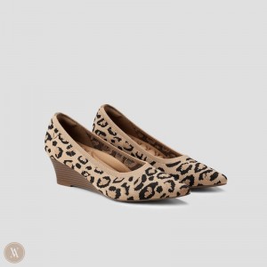 Dámské Podpatky VIVAIA Pointed-Toe Klín Aria Klínku Pro Tmavě Leopard | ITJ-8406