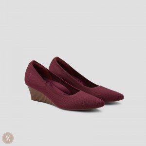 Dámské Podpatky VIVAIA Pointed-Toe Klín Aria Klínku Pro Vínové Červené | ZUT-0048