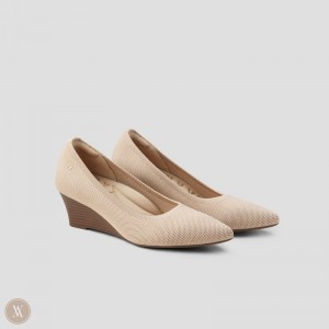 Dámské Podpatky VIVAIA Pointed-Toe Klín Aria Klínku Pro Almond | AQV-1366