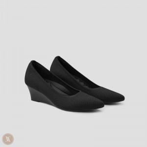 Dámské Podpatky VIVAIA Pointed-Toe Klín Aria Klínku Pro Černé | BYN-8657