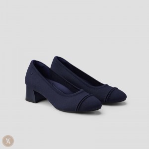 Dámské Podpatky VIVAIA Round-Toe Chunky Julie Pro Tmavě Blankyt | HUI-4867