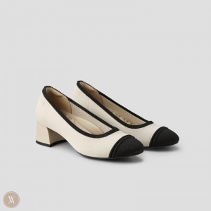 Dámské Podpatky VIVAIA Round-Toe Chunky Julie Pro Béžový Černé | USB-4075
