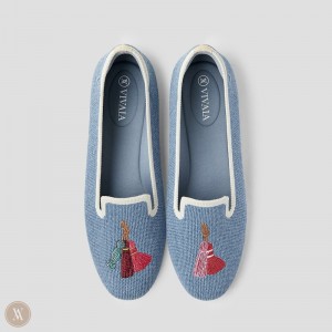 Dámské Mokasíny VIVAIA Round-Toe Embroidered Audrey Blankyt | PED-2106