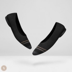 Dámské Ploché Boty VIVAIA Round-Toe Foldable Aditi Proužek Černé | JJQ-0360