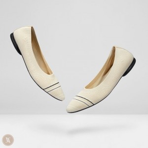 Dámské Ploché Boty VIVAIA Round-Toe Foldable Aditi Proužek Krém | OYS-0445