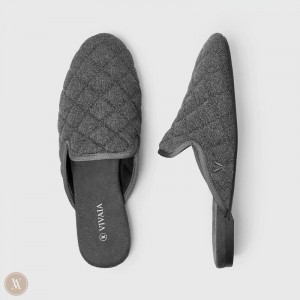 Dámské Muly VIVAIA Round-Toe Quilted Sherry Šedé | QMQ-7860
