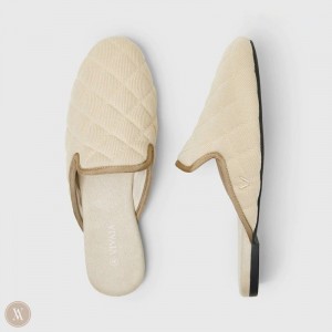 Dámské Muly VIVAIA Round-Toe Quilted Sherry Krém Bílé | LNU-3278