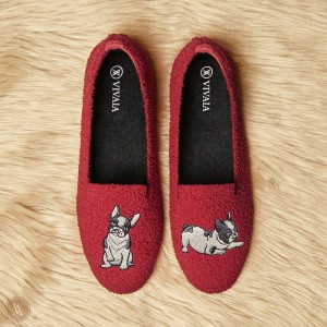 Dámské Mokasíny VIVAIA Round-Toe Terry Knit Audrey Červené | OLJ-8211