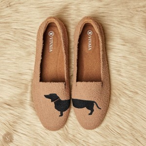Dámské Mokasíny VIVAIA Round-Toe Terry Knit Audrey Nutmeg - Dog | CNZ-2757