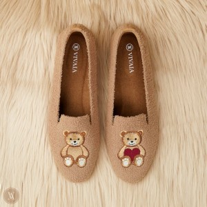 Dámské Mokasíny VIVAIA Round-Toe Terry Knit Audrey Nutmeg - Bear | ZSZ-0237