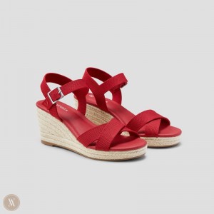 Dámské Sandály VIVAIA Round-Toe Klín Sally Červené | RXN-4735
