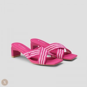 Dámské Sandály VIVAIA Square-Toe Block Heel Criss-Cross Jade Pitaya Waves | UHL-7274