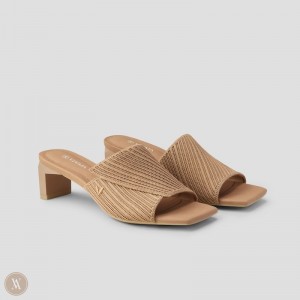 Dámské Nazouváky VIVAIA Square-Toe Block Heel Jade Nutmeg | RSD-3198