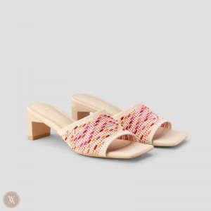 Dámské Nazouváky VIVAIA Square-Toe Block Heel Juliet Viacfarebný Růžové | FRA-3641