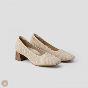 Dámské Podpatky VIVAIA Square-Toe Chunky Melody Pro Almond | EJP-0809