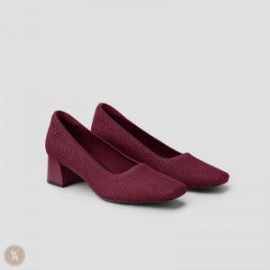 Dámské Podpatky VIVAIA Square-Toe Chunky Melody Vínové | JBS-2690