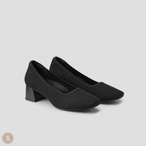 Dámské Podpatky VIVAIA Square-Toe Chunky Melody Pro Černé | NZU-5571