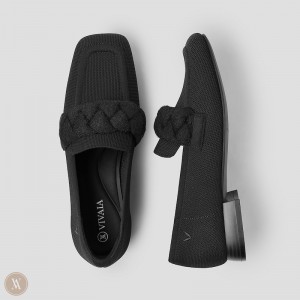 Dámské Mokasíny VIVAIA Square-Toe Knot Caitlin Černé | WDB-5701