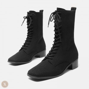 Dámské Boty VIVAIA Square-Toe Lace-Up Choose One Size Up Černé | IPZ-1370