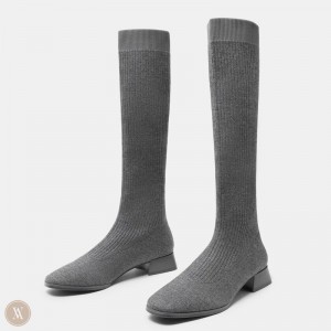 Dámské Boty VIVAIA Square-Toe Mid-Calf Tara Šedé | FTP-4902