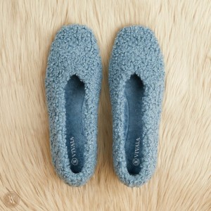 Dámské Ploché Boty VIVAIA Square-Toe Recycled Faux Fur Margot Denim | FKI-5043