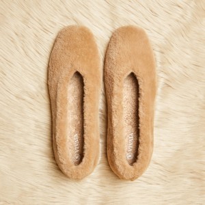 Dámské Ploché Boty VIVAIA Square-Toe Recycled Mink Faux Fur Margot Nutmeg | CUD-5188
