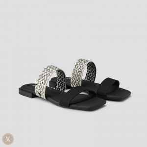 Dámské Sandály VIVAIA Square-Toe Slide Maya Černé | CRP-2231